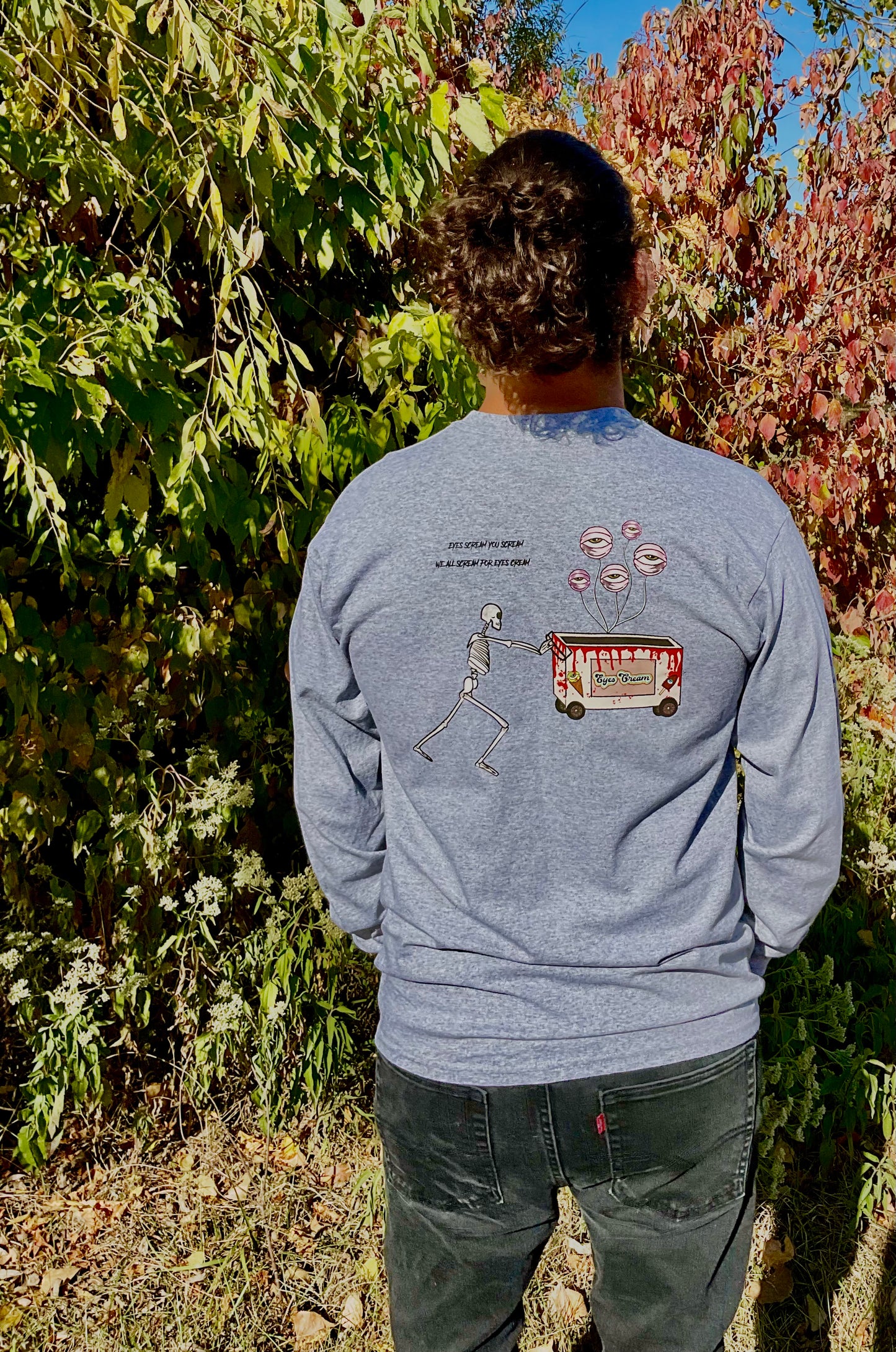 Gray Long Sleeve Halloween Tee UNISEX