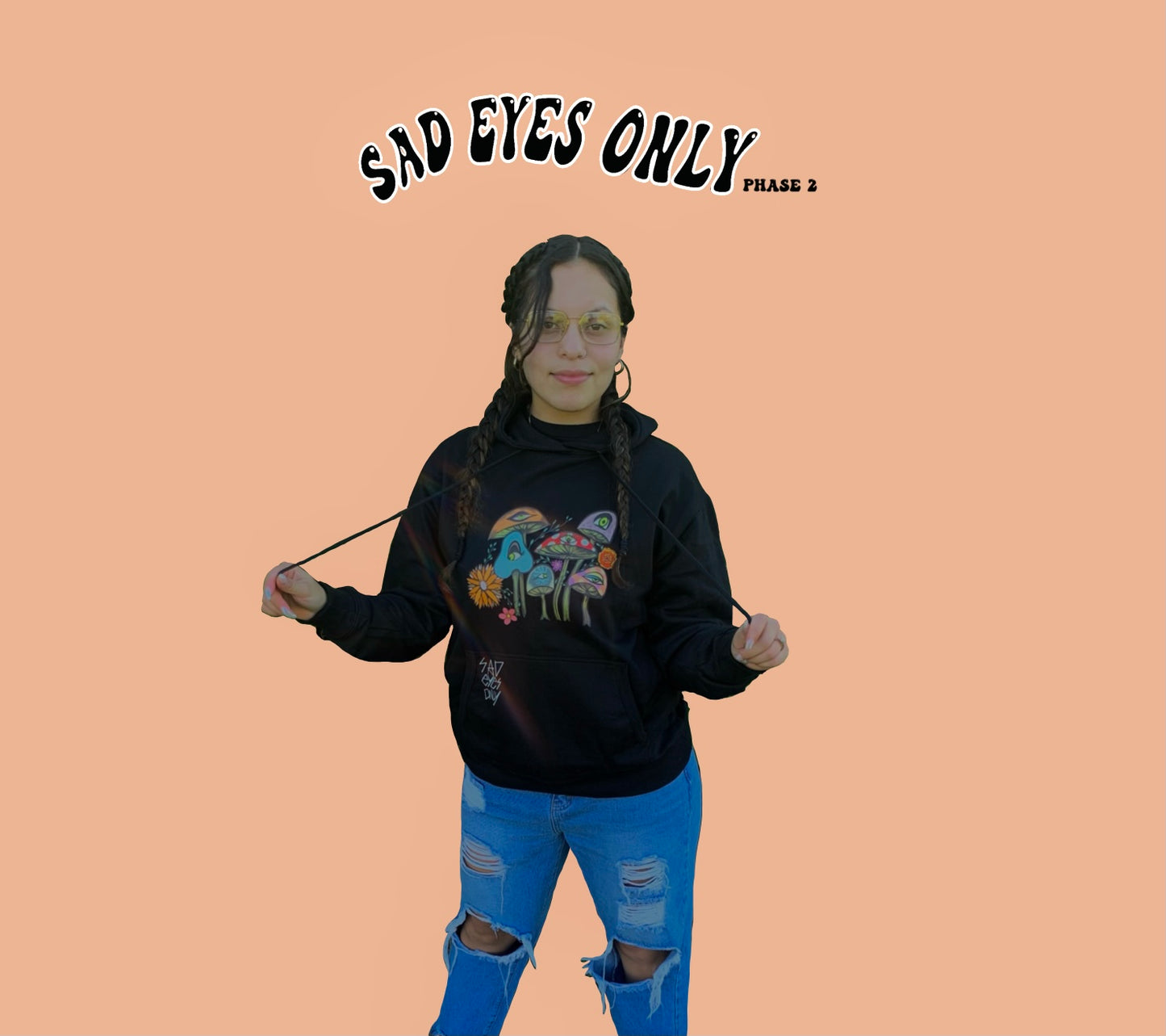 Black Mushroom Hoodie Sad Eyes Only (Phase 2)