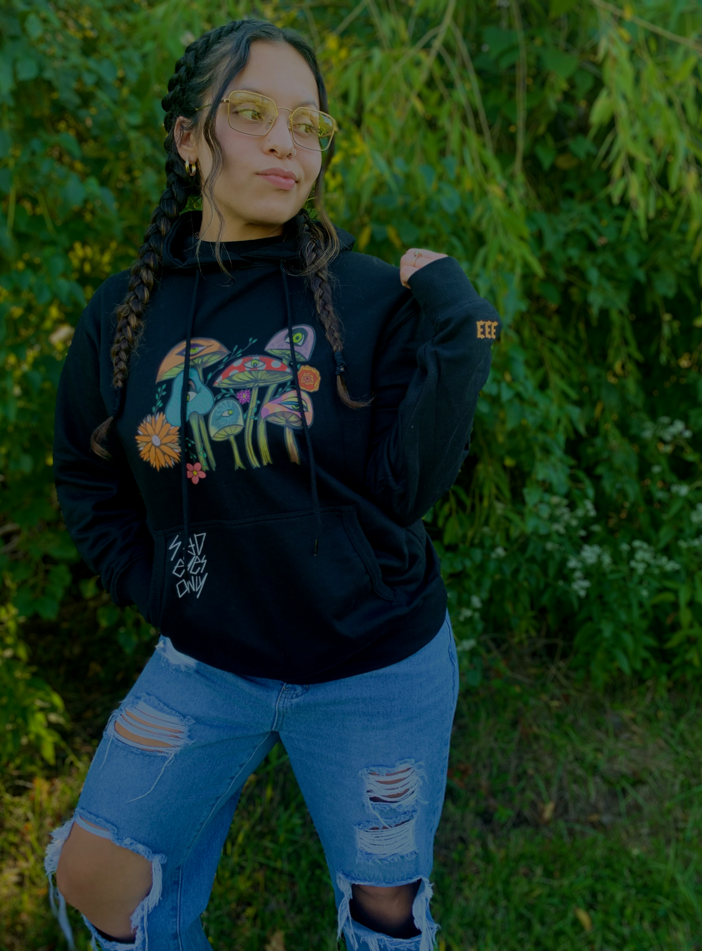 Black Mushroom Hoodie Sad Eyes Only (Phase 2)