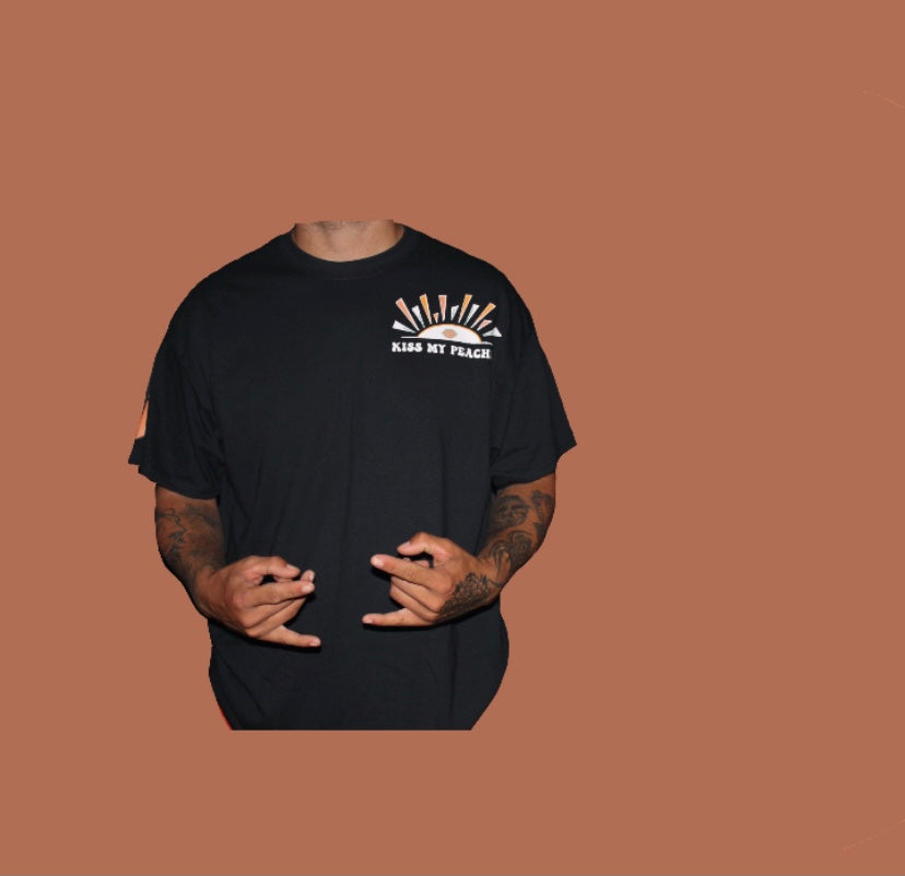 Just Peachy Kiss My Peach Black Shirt