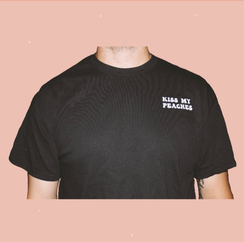 Kiss My Peach Black Simple Men's Shirt