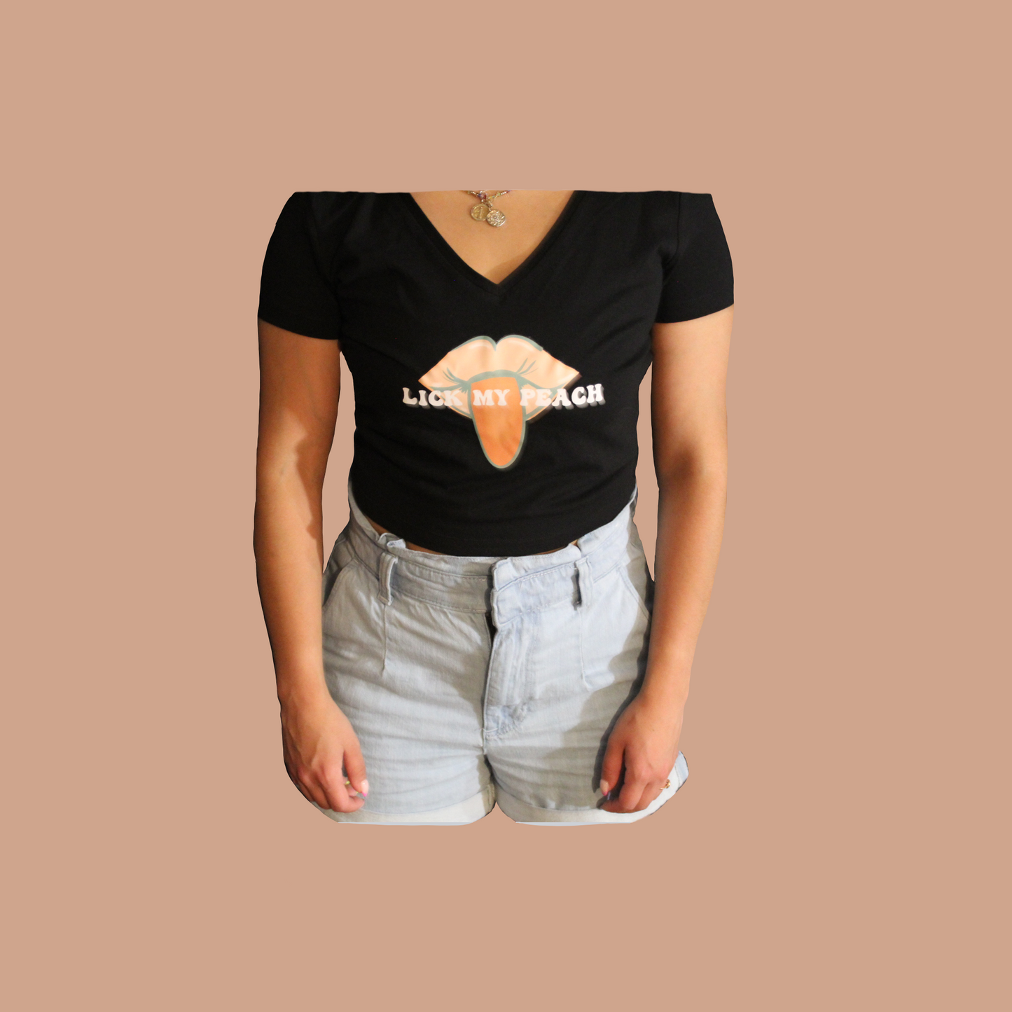 Lick My Peach Black Crop Top