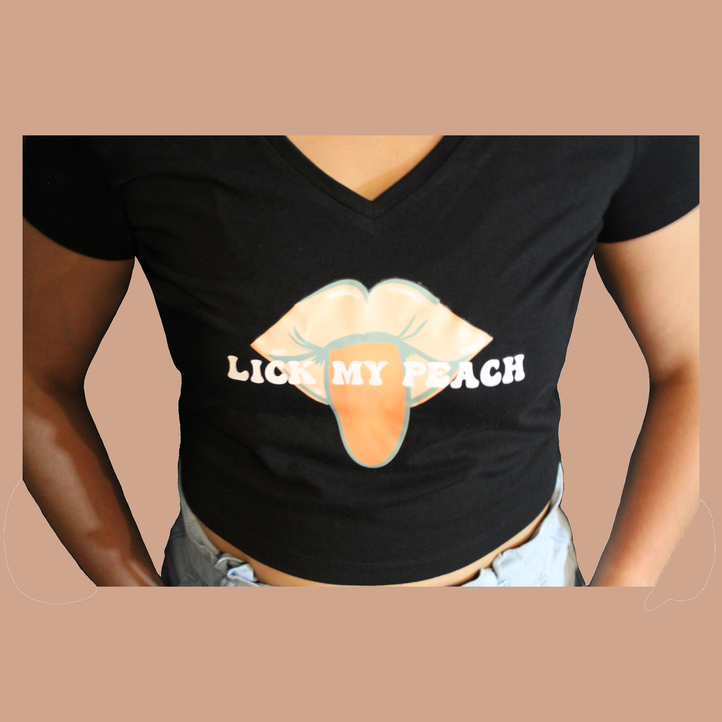 Lick My Peach Black Crop Top